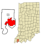 Vanderburgh County Indiana Incorporated and Unincorporated areas Evansville Highlighted